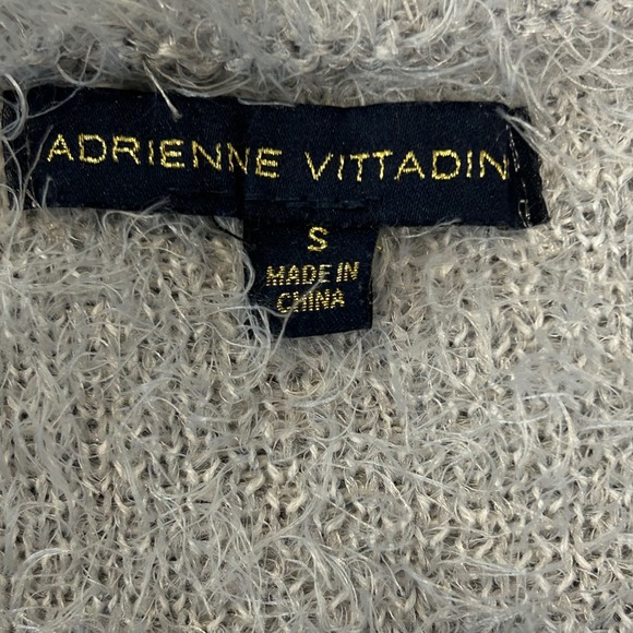Adrienne Vittadini Grey Eyelash Knit Longline Striped Cardigan Sweater Small - Picture 5 of 8